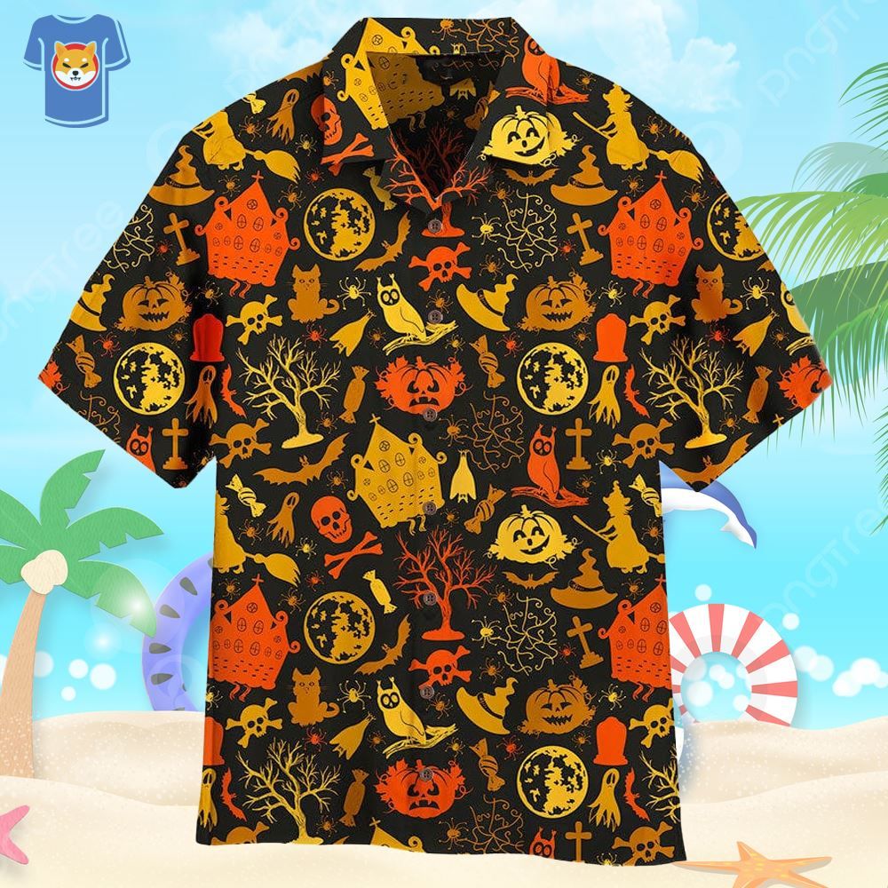 Old Vintage Theme Hawaiian Halloween Party Shirt