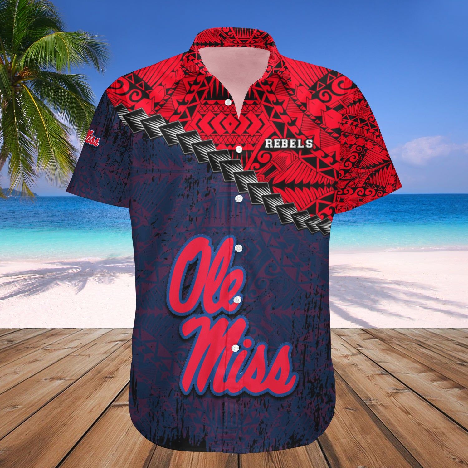 Ole Miss Rebels Hawaii Shirt Grunge Polynesian Tattoo – NCAA