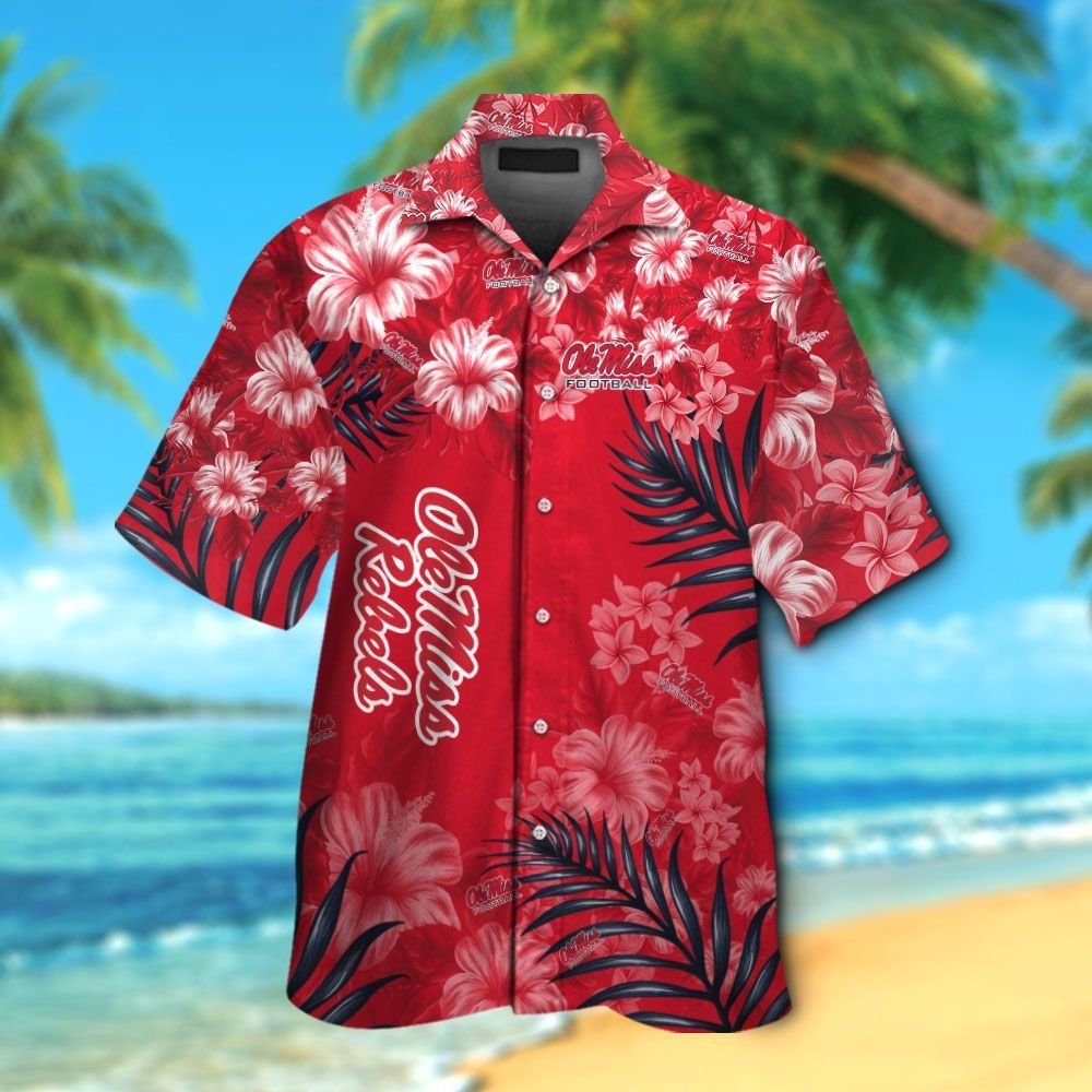 Ole Miss Rebels Short Sleeve Button Up Tropical Hawaiian Shirt VER02