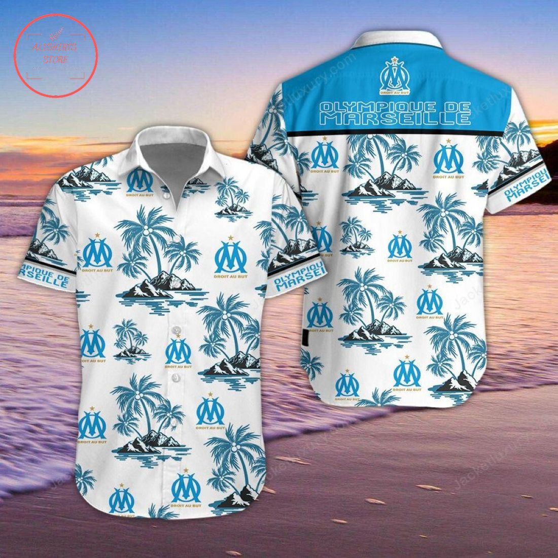 Olympique De Marseille White Hawaiian Shirt