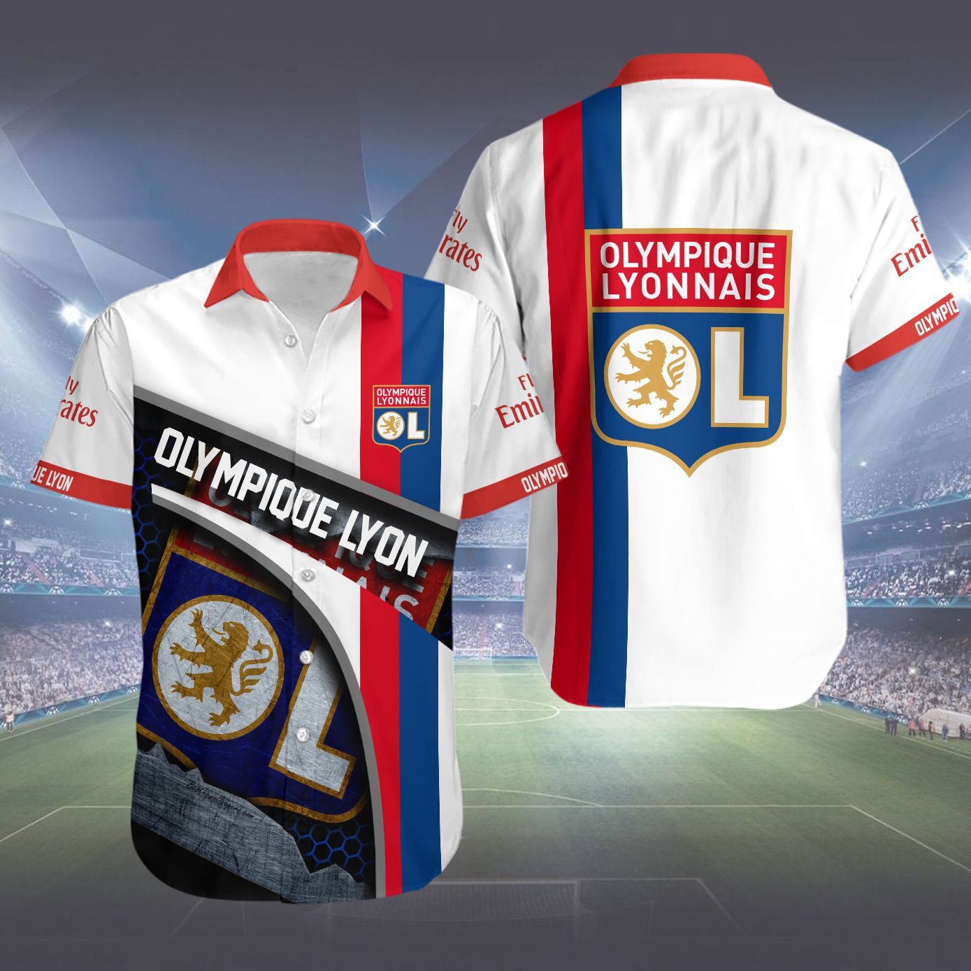 Olympique Lyon Logo Style Hawaiian Shirt