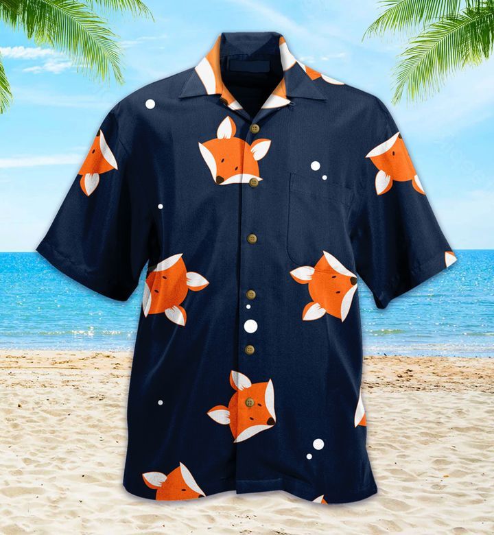Orange Cartoon Fox Cute Hawaiian Shirt Ideal Summer Gifts