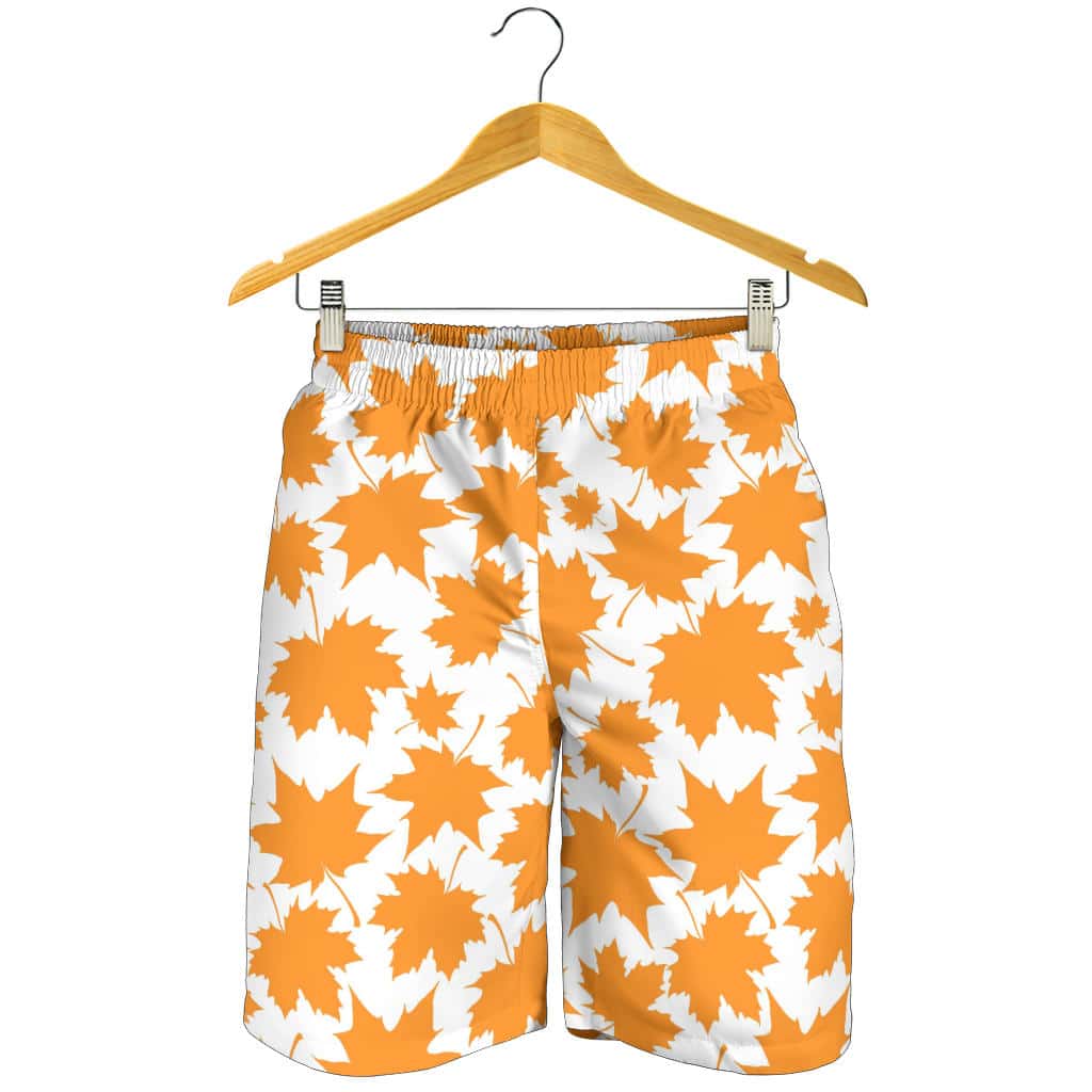 Orange Maple Leaf Pattern For Men Women Kid Shorts