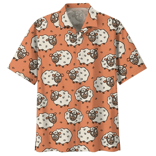 Orange Sheep Illustration Design Trendy Hawaiian Shirt
