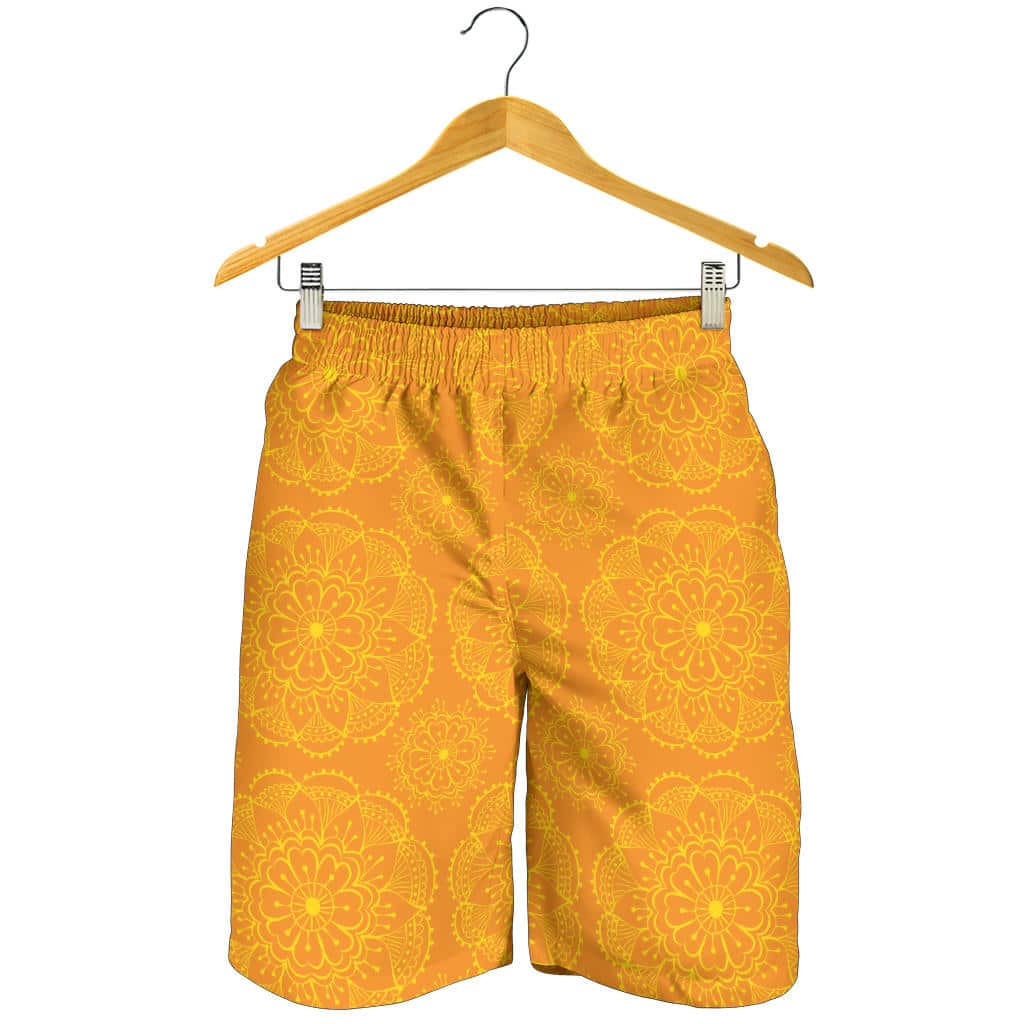 Orange Traditional Indian Element Pattern For Men Women Kid Shorts