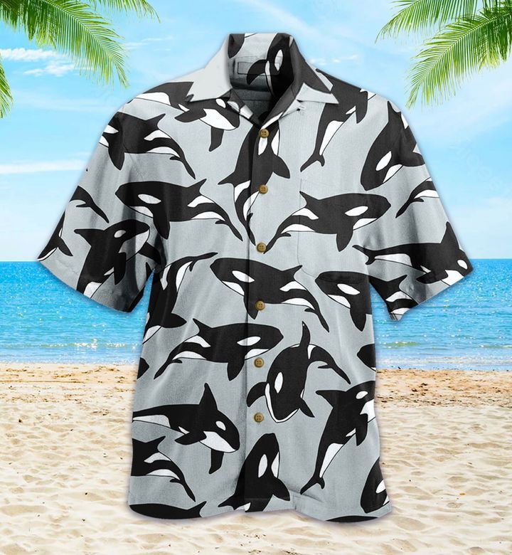 Orca Killer Whale Grey Hawaiian Shirt 3D Summer Gifts