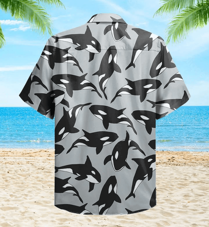 Orca Killer Whale Grey Trendy Hawaiian Shirt 3D Summer Gifts