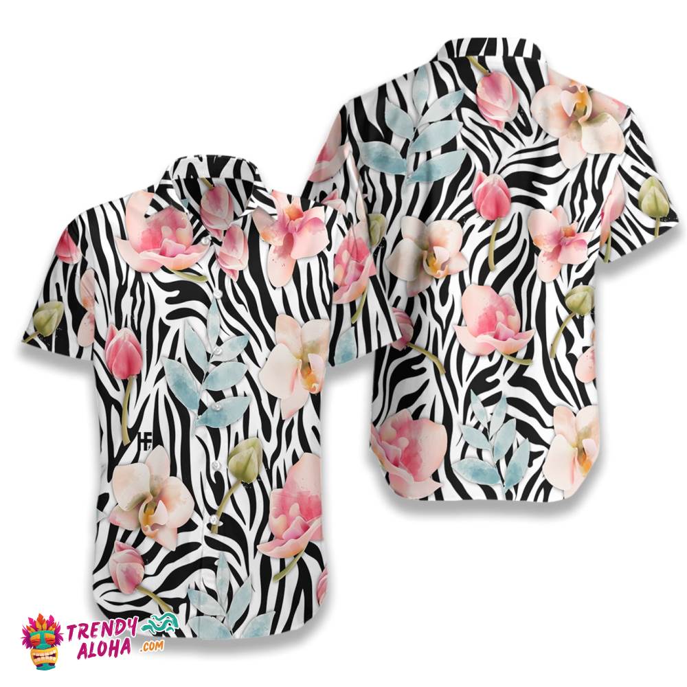 Orchid Zebra Watercolor Painting Art Hawaiian Shirt Orchid Zebra Watercolor Painting Art Hawaiian Shirt