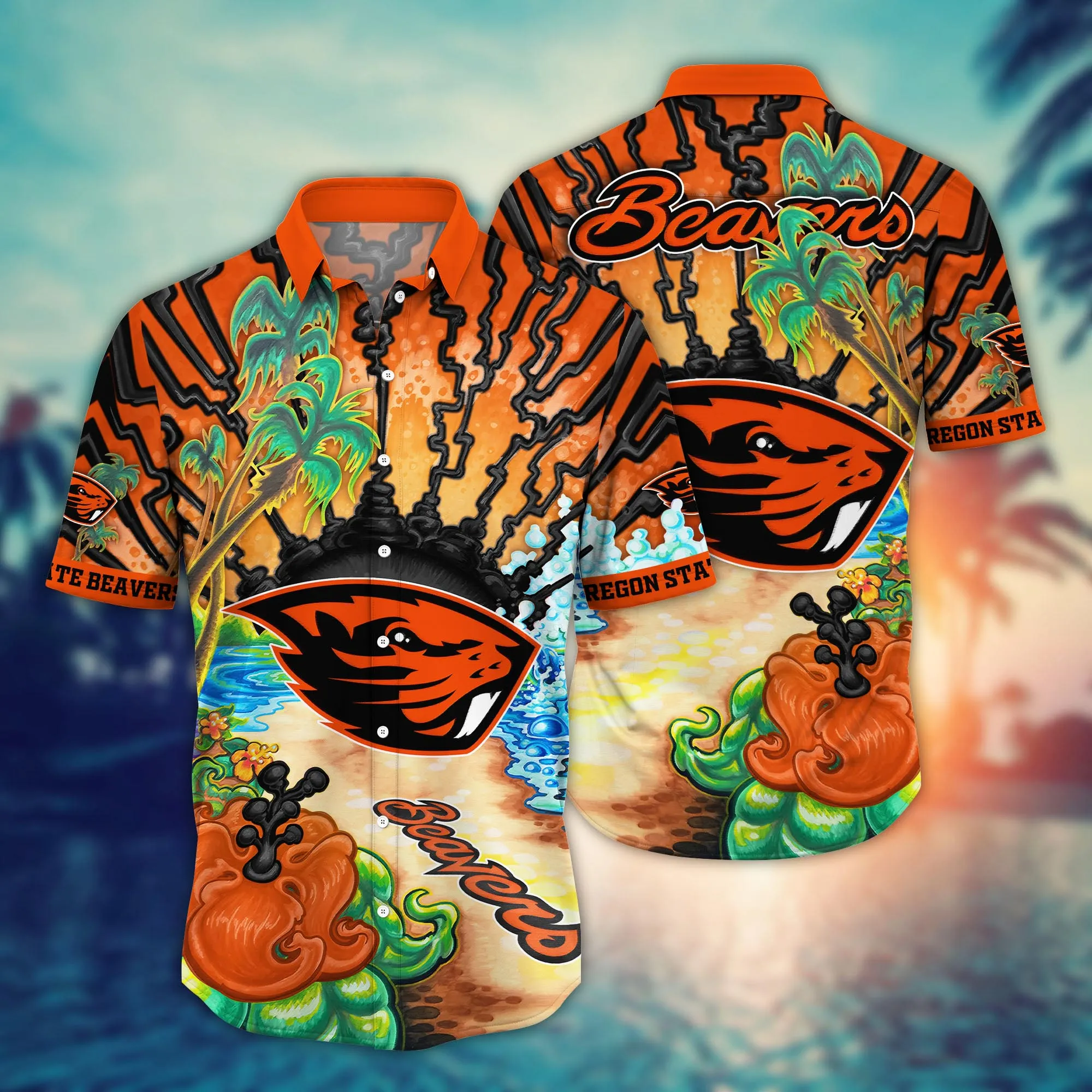 Oregon State Beavers NCAA Hawaiian Shirt Vacationtime Aloha Shirt Oregon State Beavers NCAA Hawaiian Shirt Vacationtime Aloha Shirt