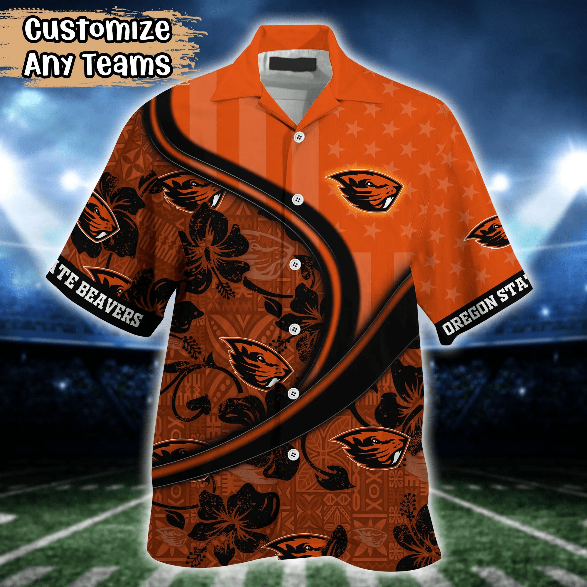 Oregon State Beavers NCAA Us Flag Hawaiian Shirt Custom Summer Aloha Shirt