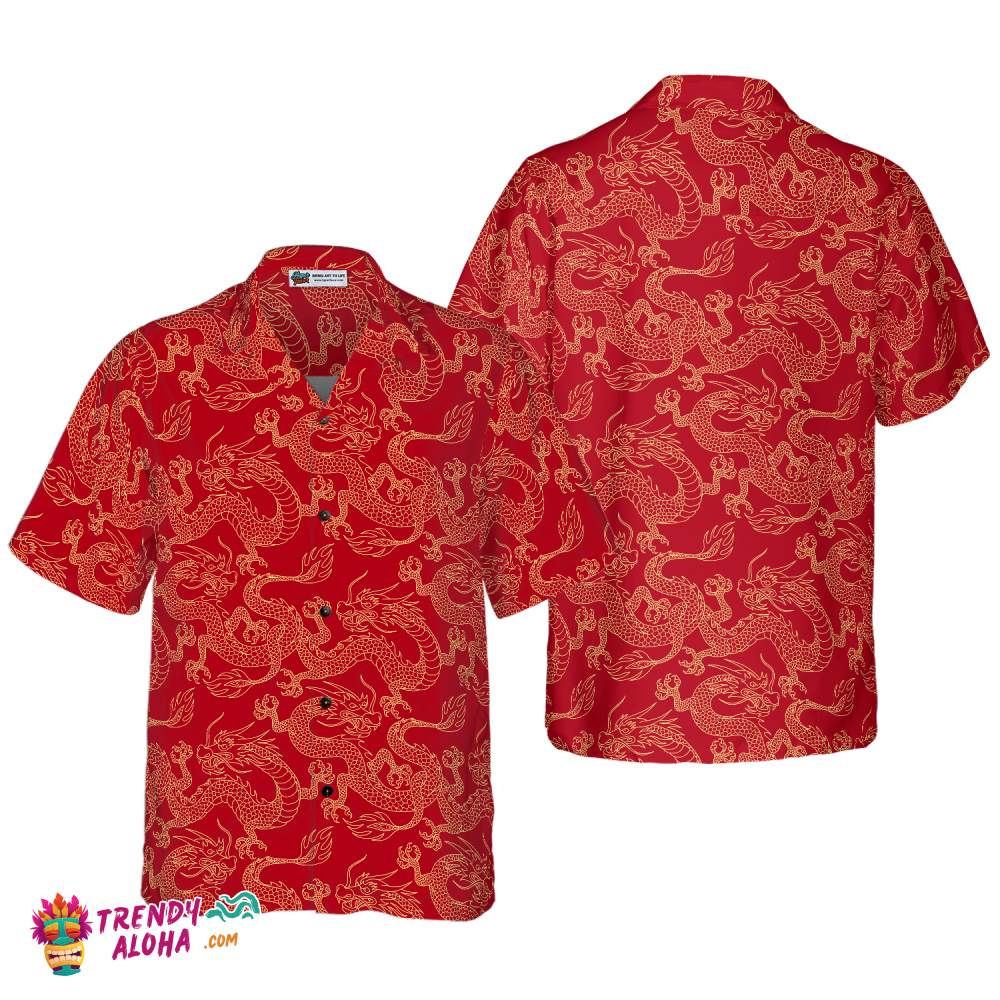 Oriental Dragon Red Hawaiian Shirt