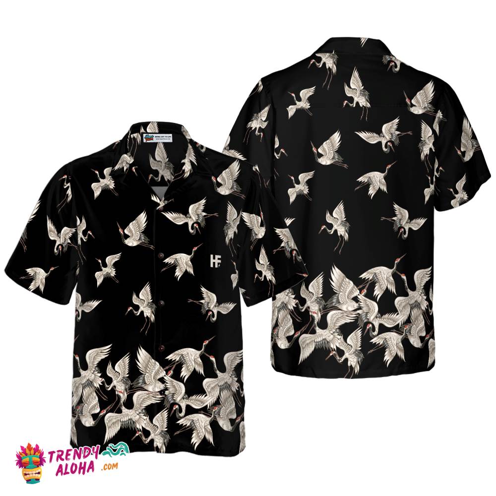 Oriental Red-Headed Crane Hawaiian Shirt