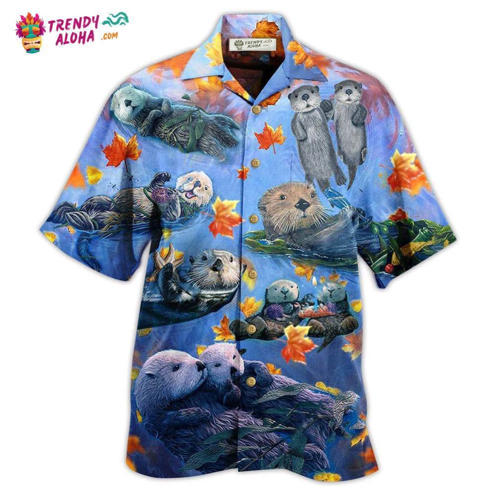 Otter Couple Love Happy Hawaiian Shirt – Trendy Aloha Otter Couple Love Happy Hawaiian Shirt – Trendy Aloha