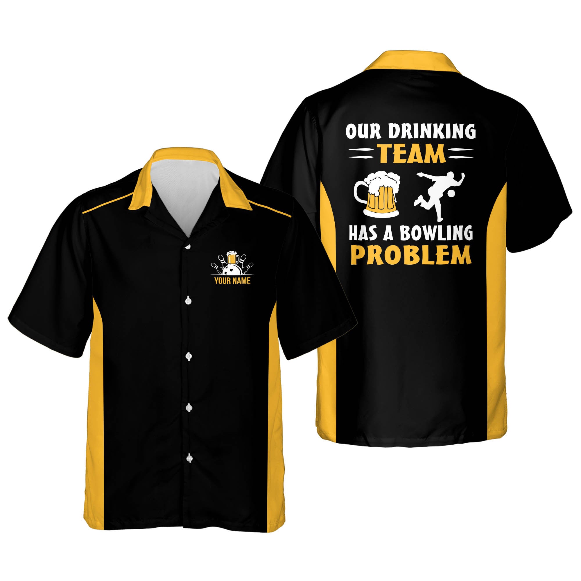 Our Drinking Team Has A Bowling Problem Personalized Name Trendy Hawaiian Shirt Our Drinking Team Has A Bowling Problem Personalized Name Trendy Hawaiian Shirt