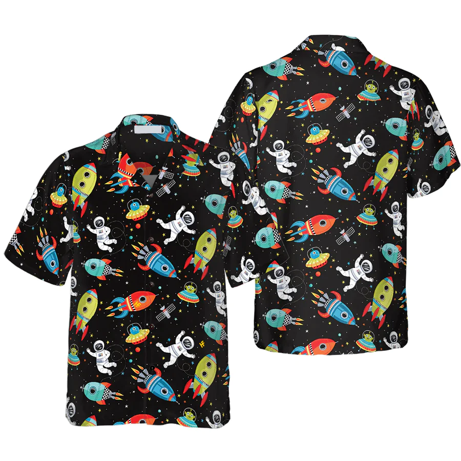 Outer Space Astronaut Cute Trendy Hawaiian Shirt, Astronaut Shirt