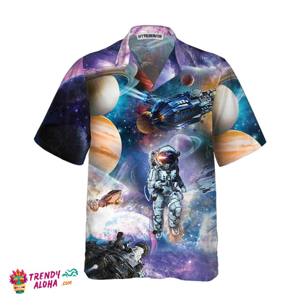 Outer Space Hawaiian Shirt, Space Themed Shirt, Button Up Shirt