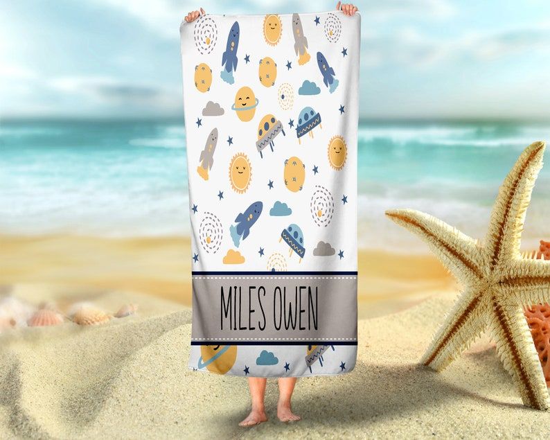 Outer Space Solar System Personalized Beach Towels Unique Gift Idea