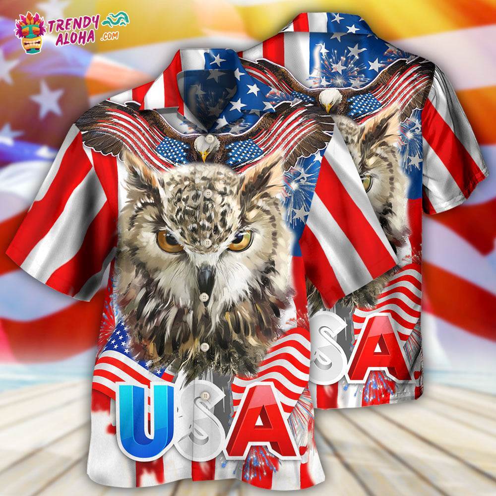 Owl America Independence Day Hawaiian Shirt – Trendy Aloha