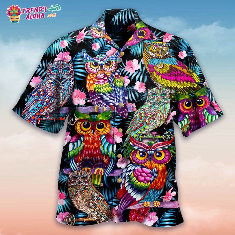 Owl And Nice Flowers Hawaiian Shirt – Trendy Aloha