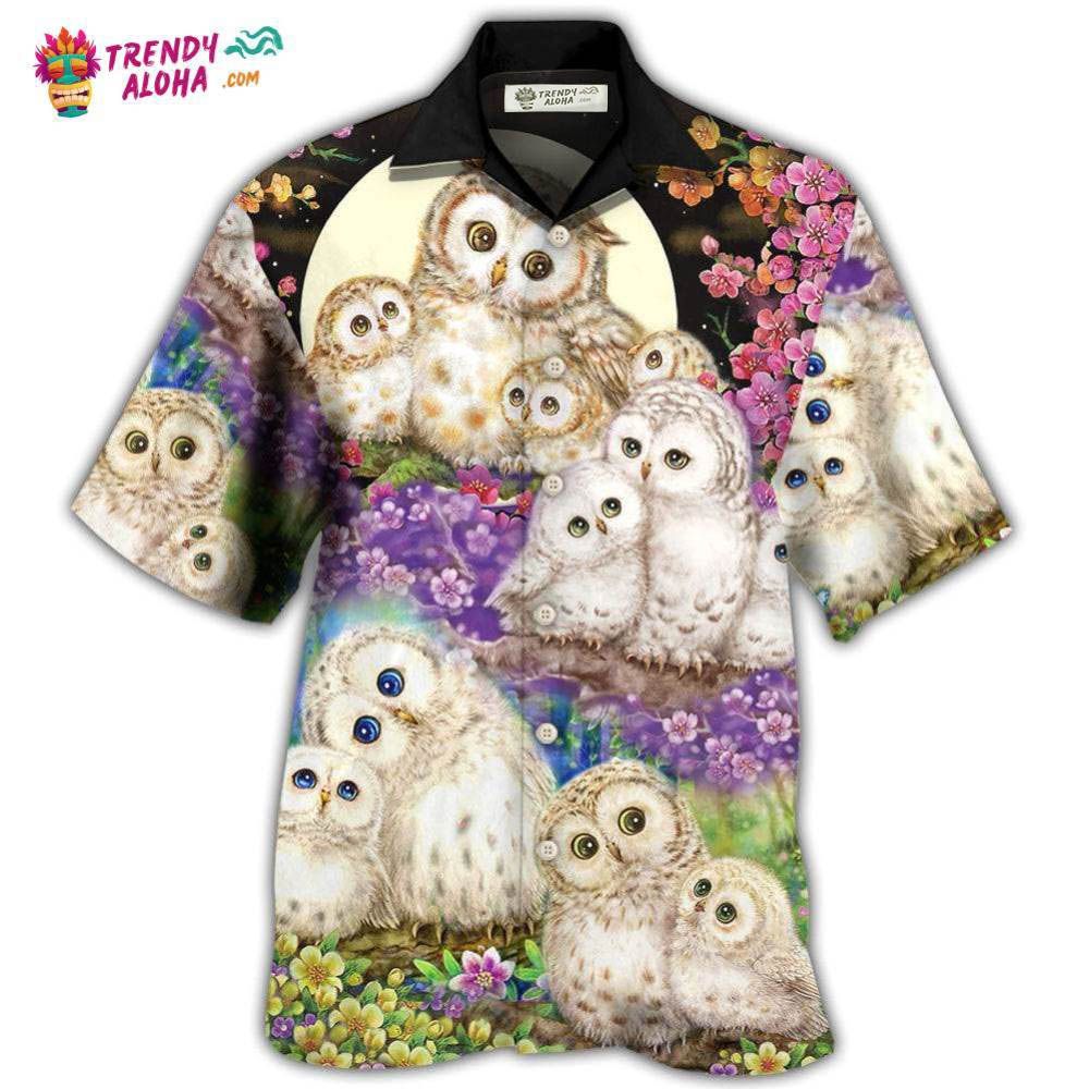 Owl Family And Flowers Hawaiian Shirt – Trendy Aloha Owl Family And Flowers Hawaiian Shirt – Trendy Aloha