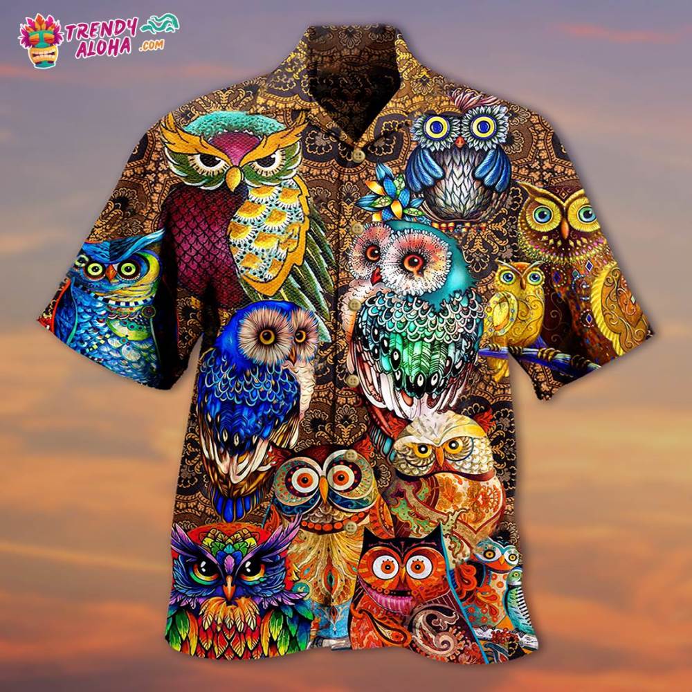 Owl Full Color Love Cool Hawaiian Shirt – Trendy Aloha