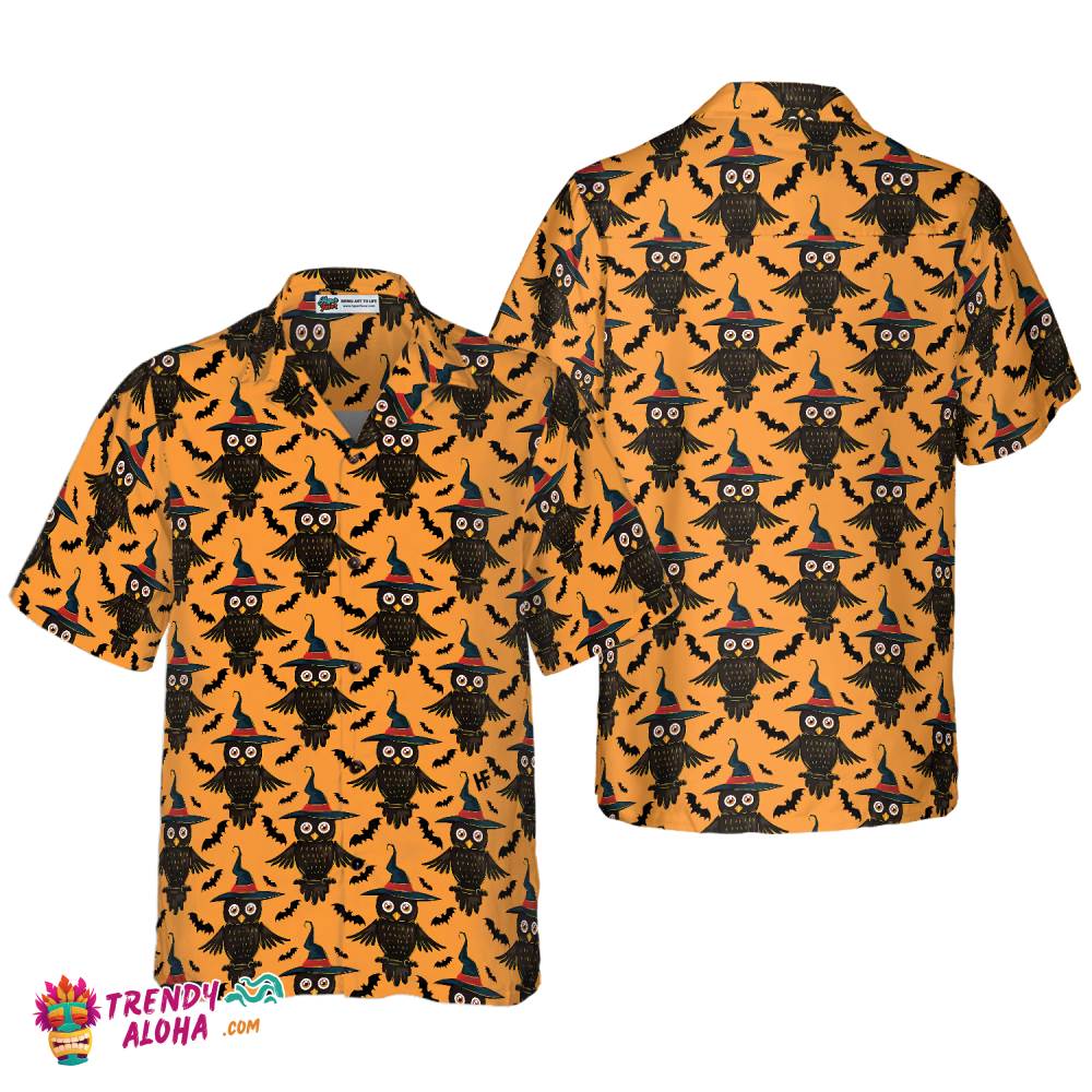 Owl Halloween Pattern Shirt For Men Hawaiian Shirt