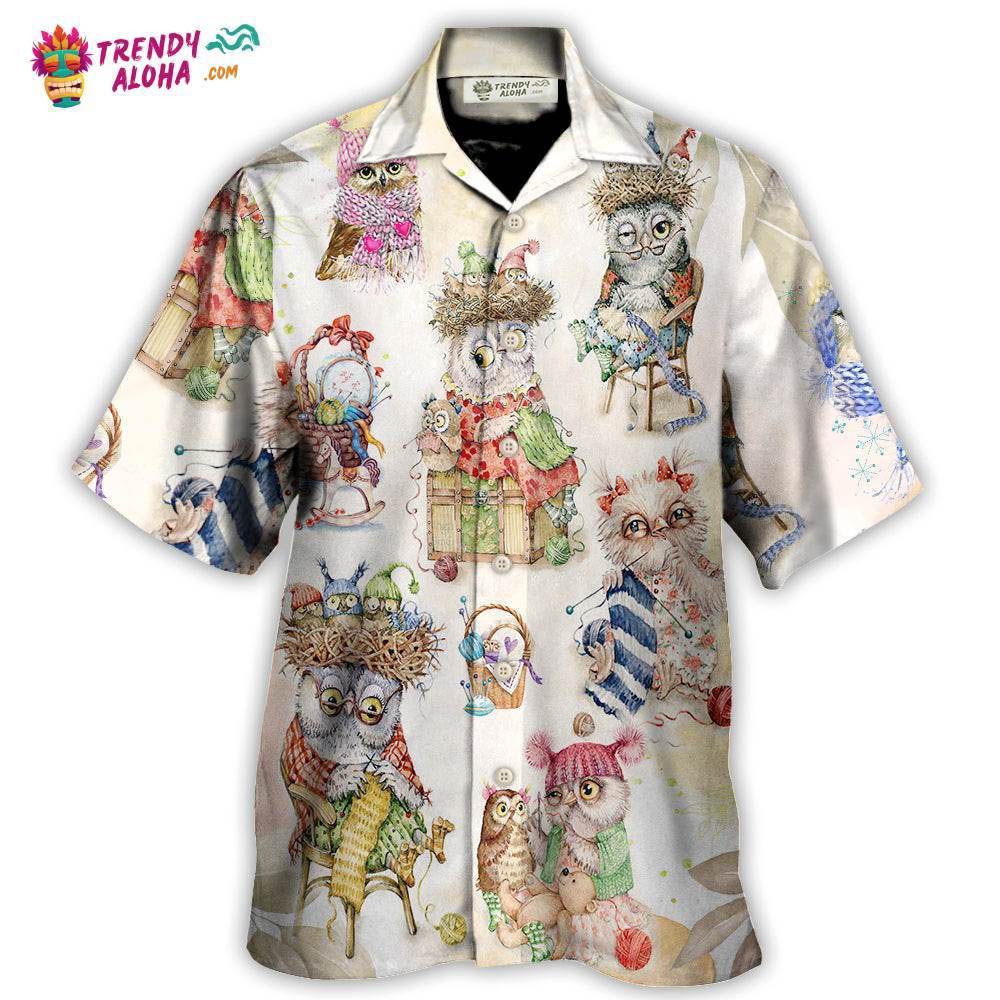 Owl Knitting Is Happy Place Hawaiian Shirt – Trendy Aloha Owl Knitting Is Happy Place Hawaiian Shirt – Trendy Aloha