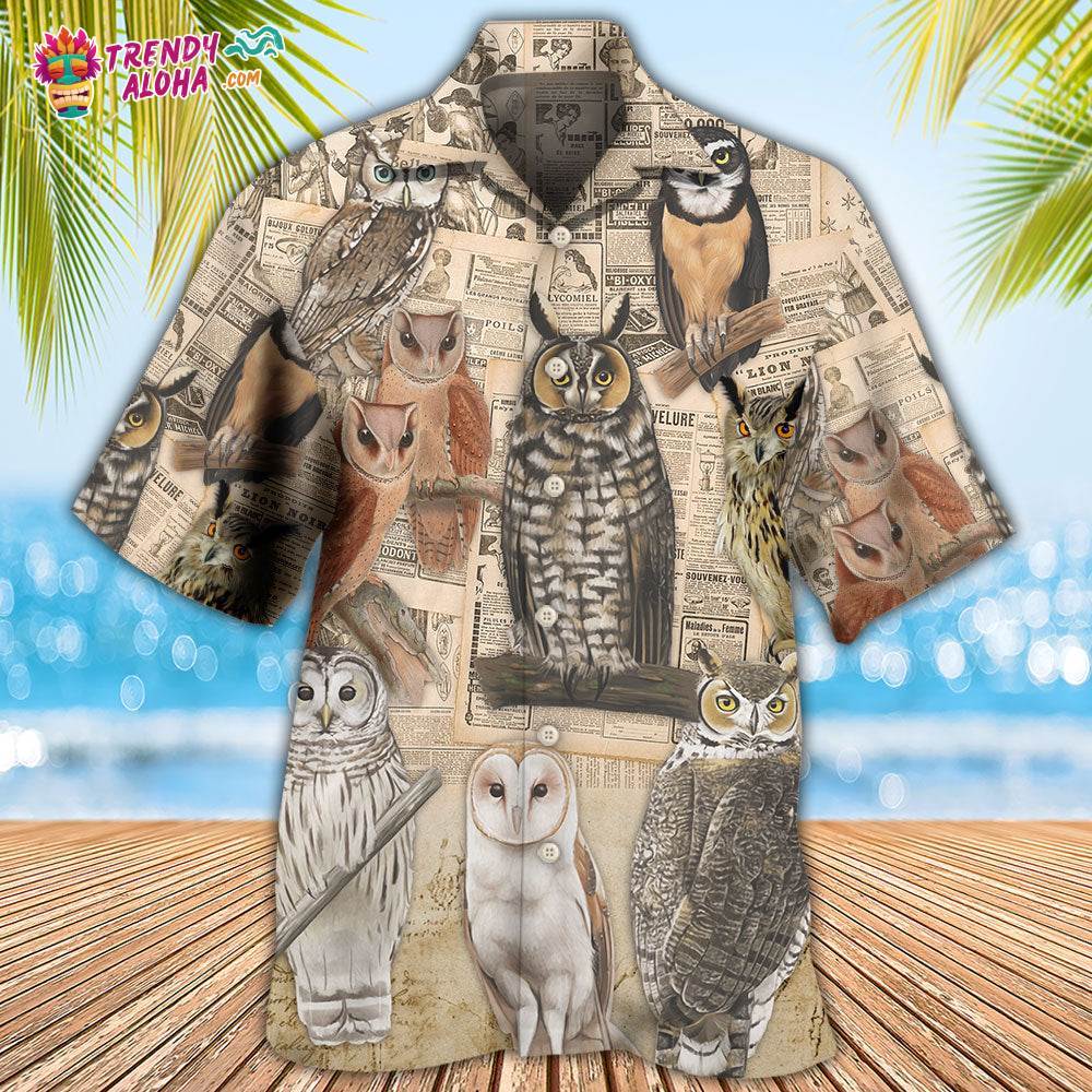 Owl Old Paper Vintage Art Hawaiian Shirt – Trendy Aloha