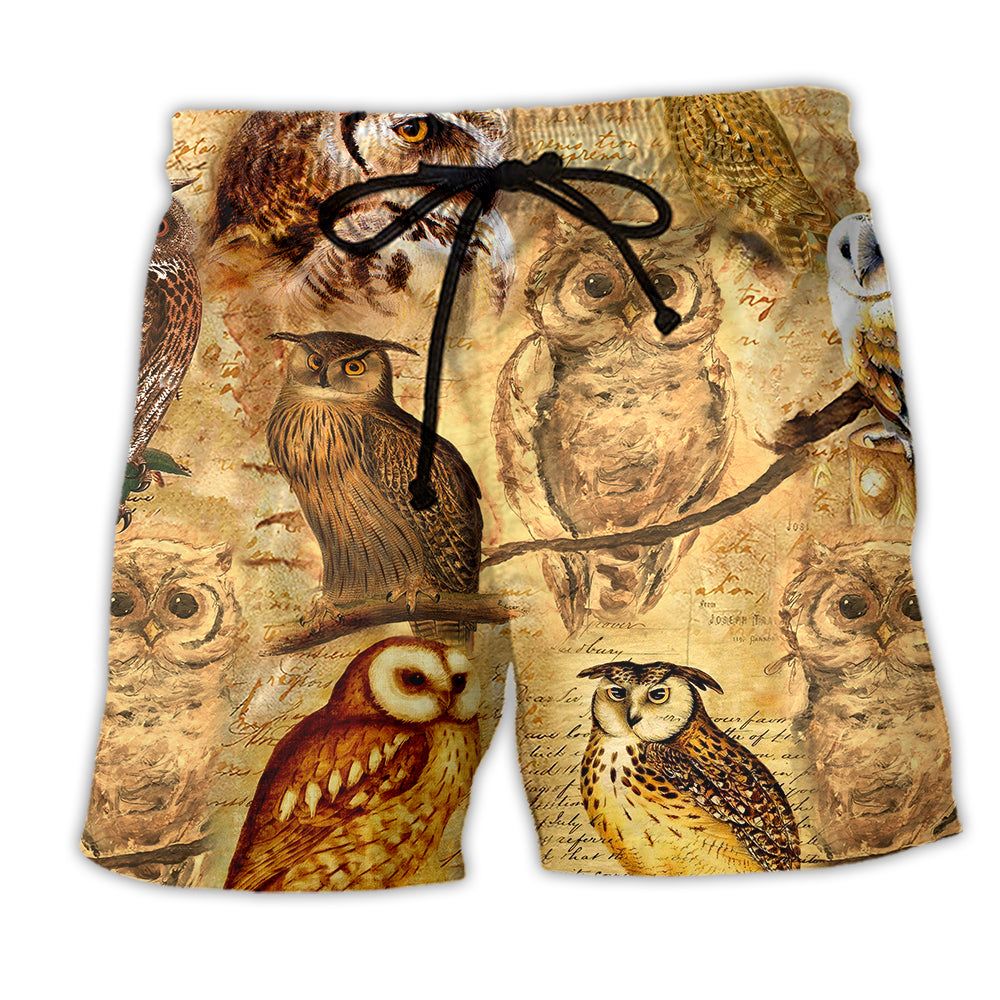 Owl Retro Love Life Classic Cute Style Trendy Aloha Hawaiian Beach Shorts Owl Retro Love Life Classic Cute Style Trendy Aloha Hawaiian Beach Shorts
