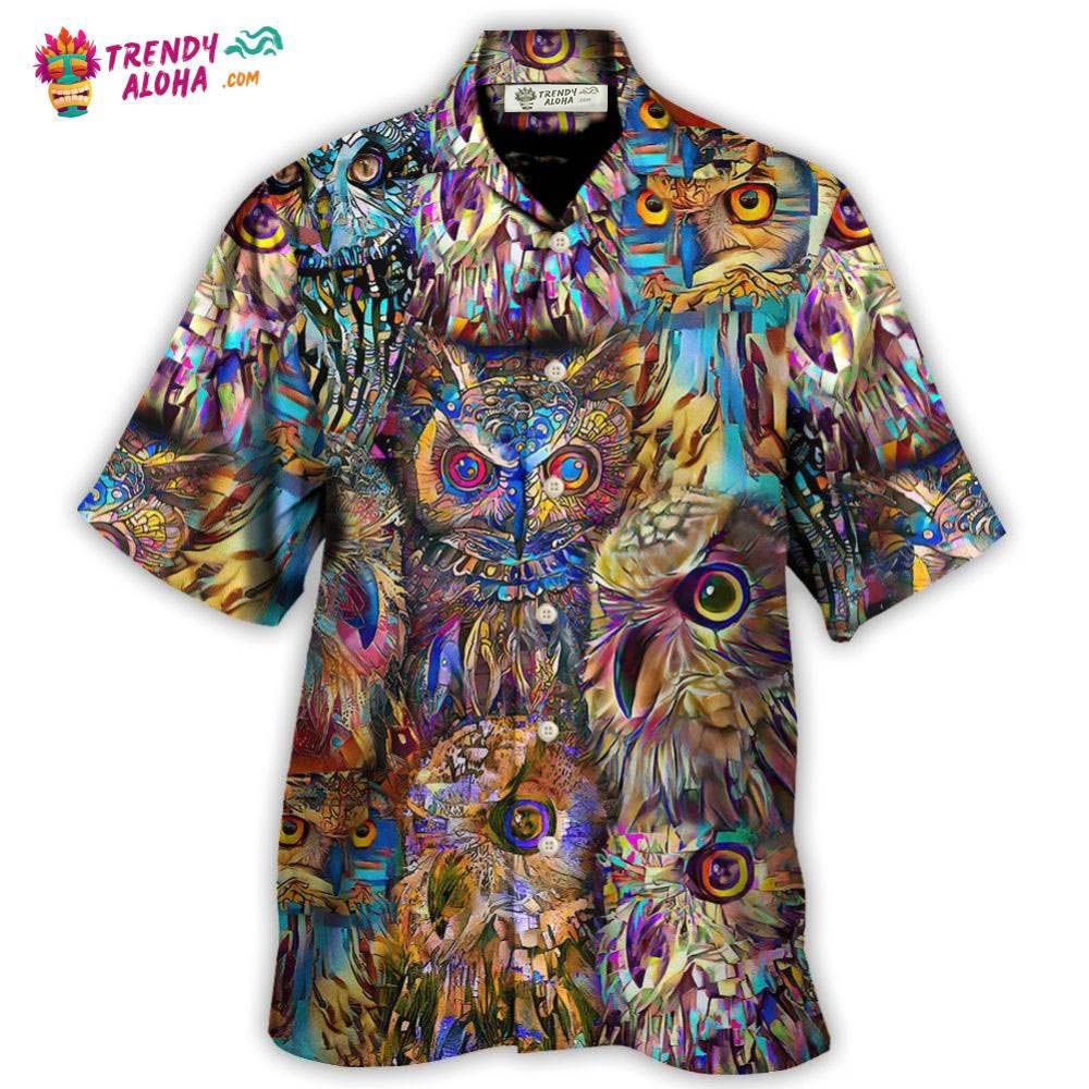 Owl Wild Animal Neon Colorful Hawaiian Shirt – Trendy Aloha Owl Wild Animal Neon Colorful Hawaiian Shirt – Trendy Aloha