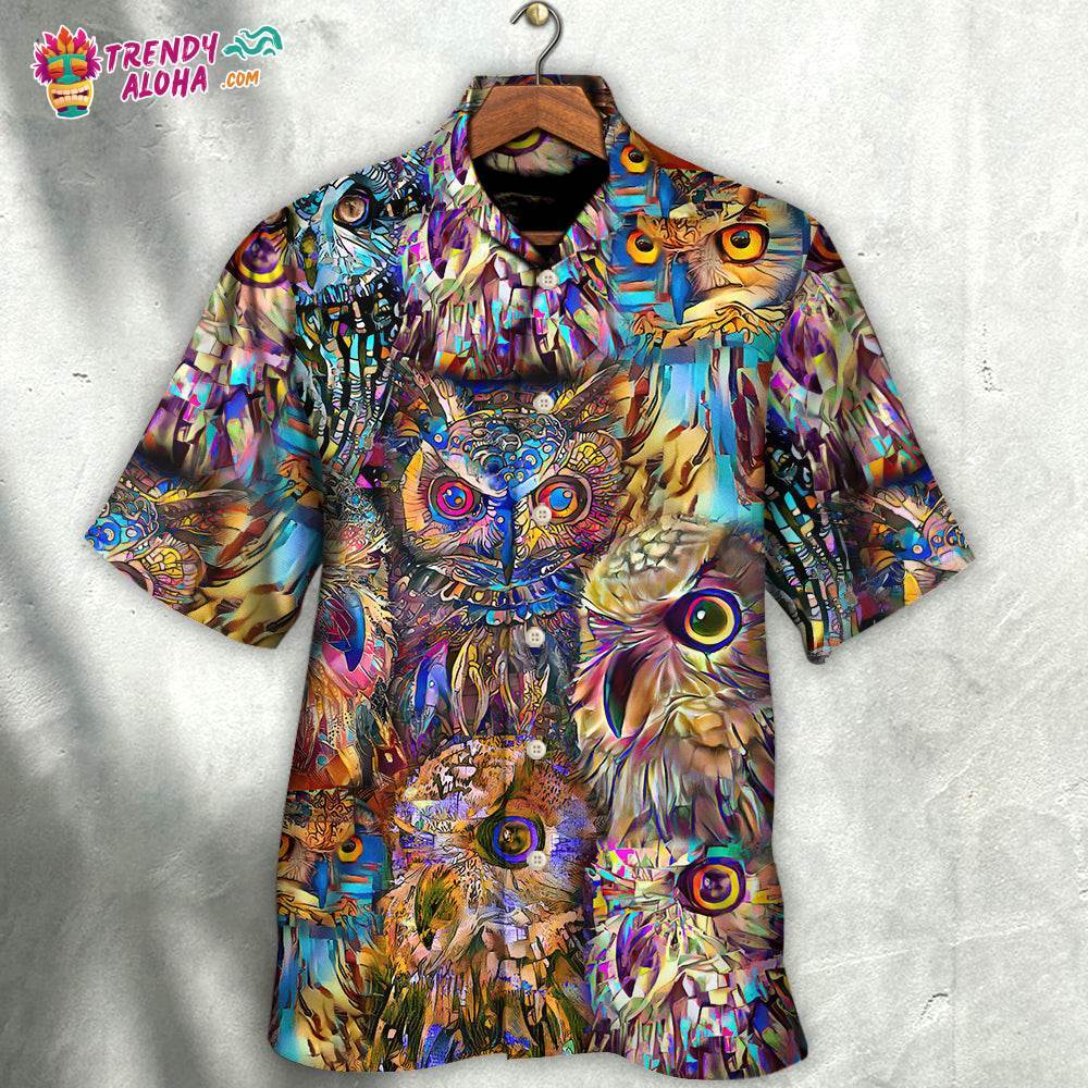 Owl Wild Animal Neon Colorful Hawaiian Shirt – Trendy Aloha