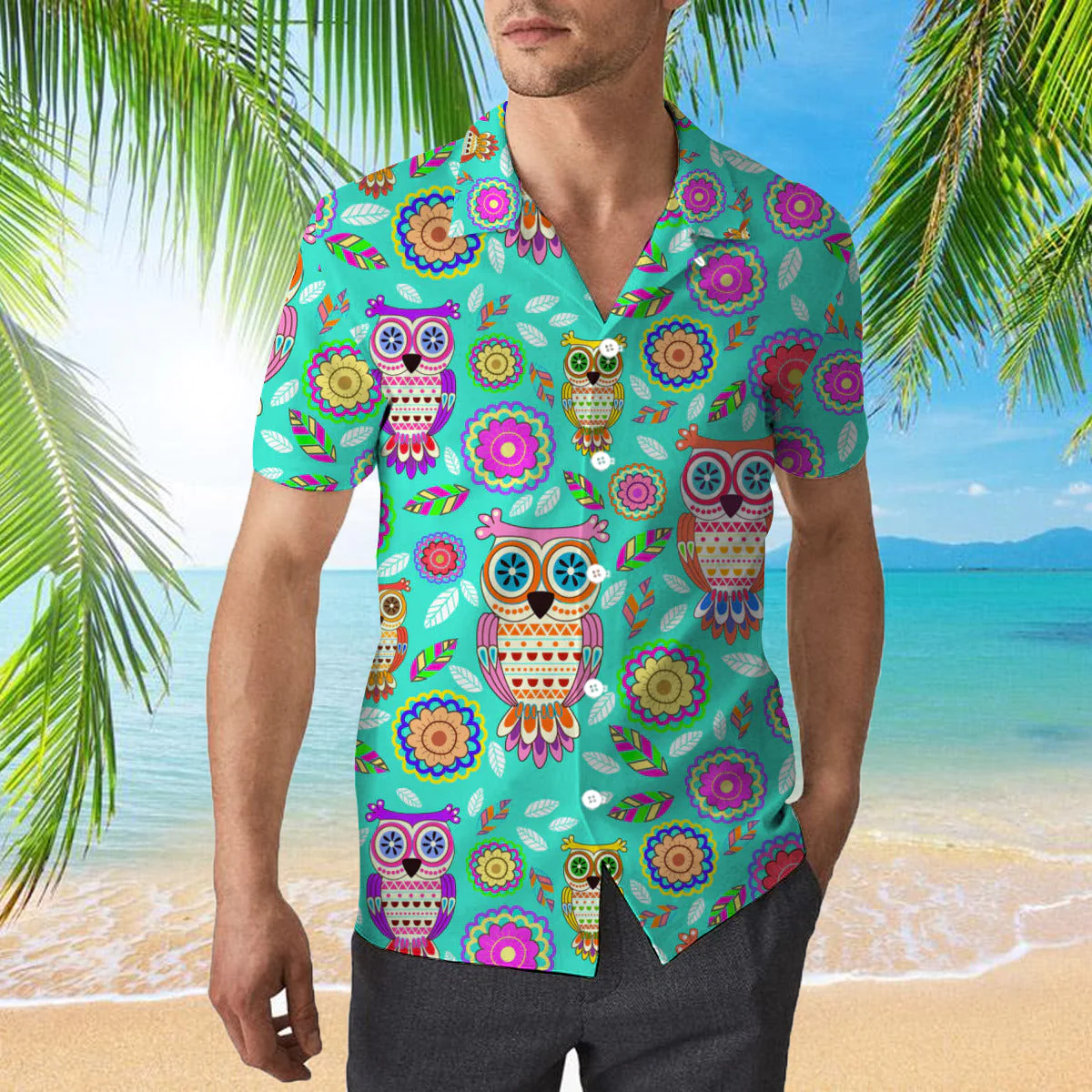 Owls Floral Tropical Trendy Hawaiian Shirt For Aloha Shirt
