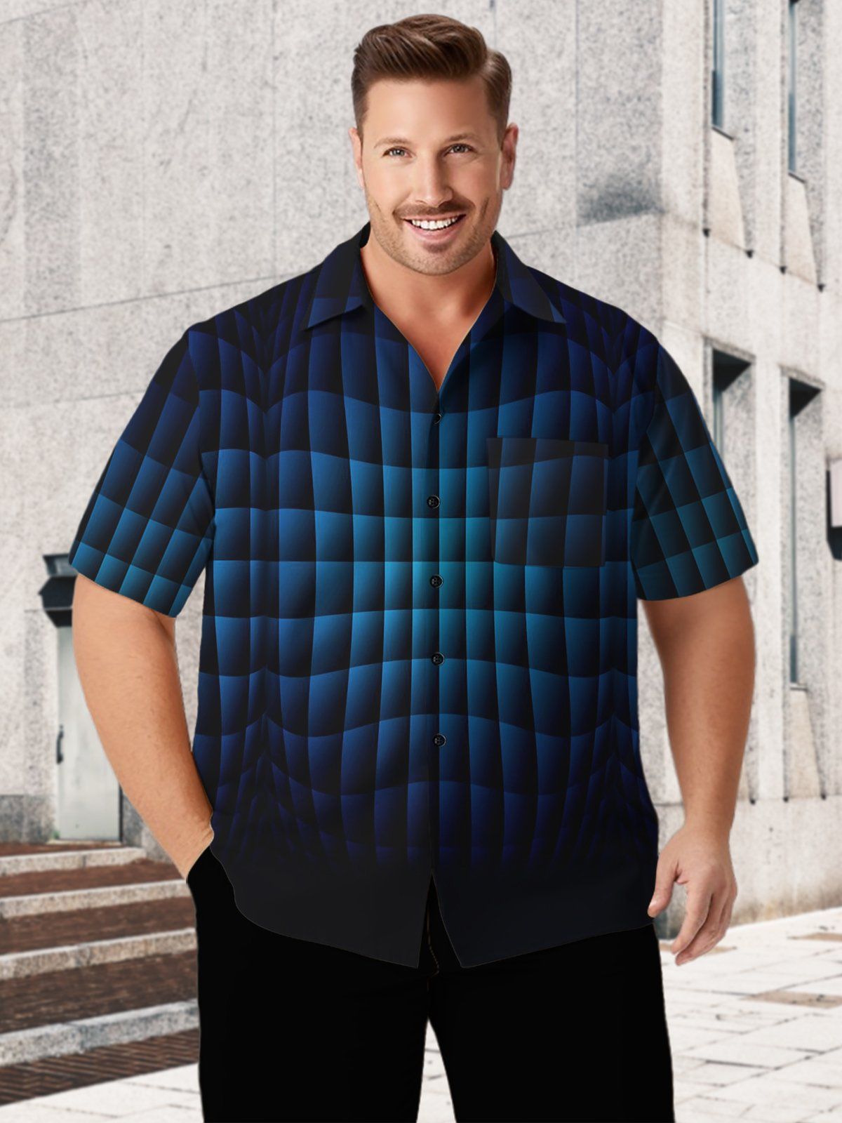 Big & Tall Plaid Hawaiian Shirt