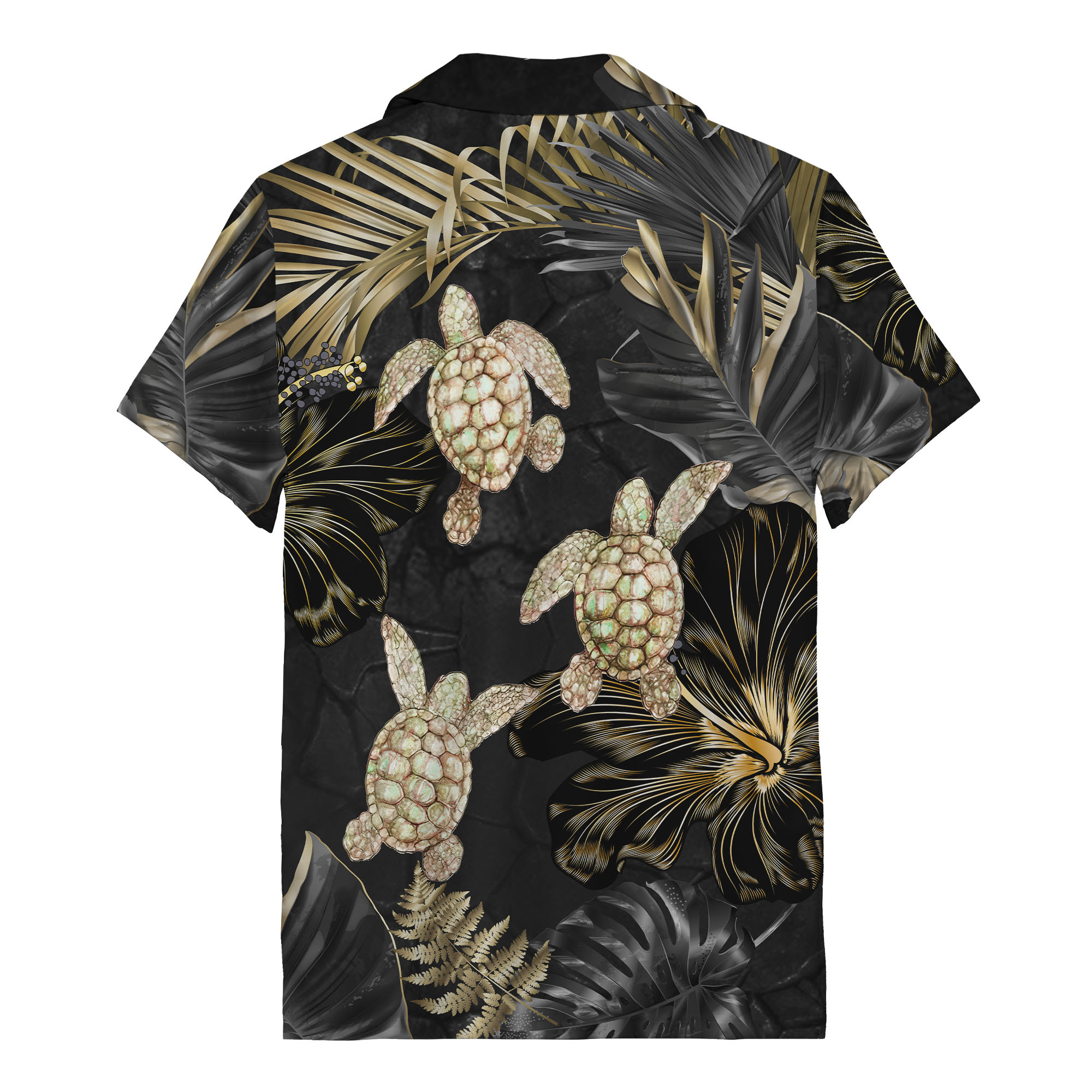 golden hibiscus & sea turtle hawaiian shirt all over print aloha shirt