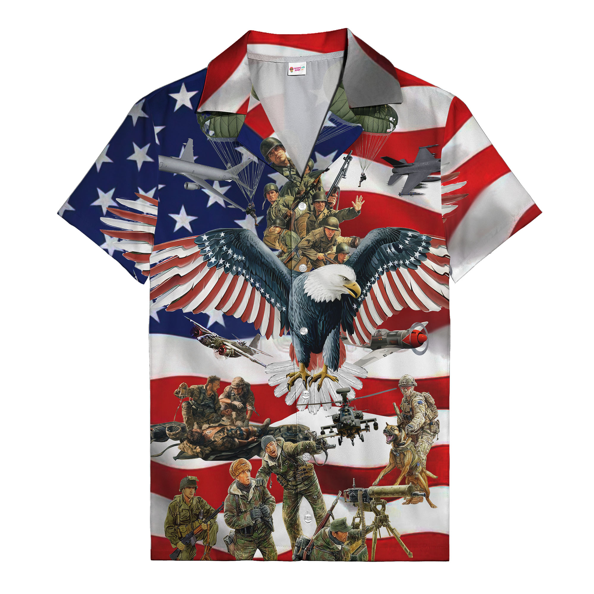bald eagle patriotic military scenes navy blue hawaiian shirt aloha button down shirt