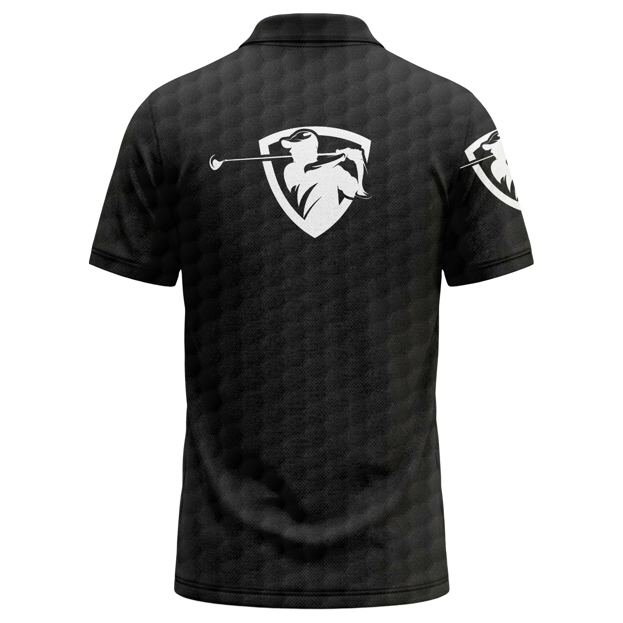 ripped-fabric-skull-graphic-monochrome-black-polo-v-pol-back ripped fabric skull graphic monochrome black polo shirt men's performance polo shirt