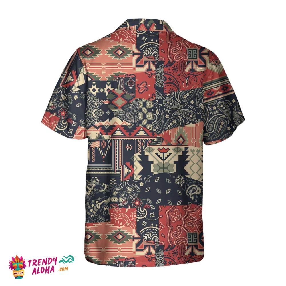 Paisley And Motifs Abstract Pattern Native American Hawaiian Shirt, Unique Native American Gift