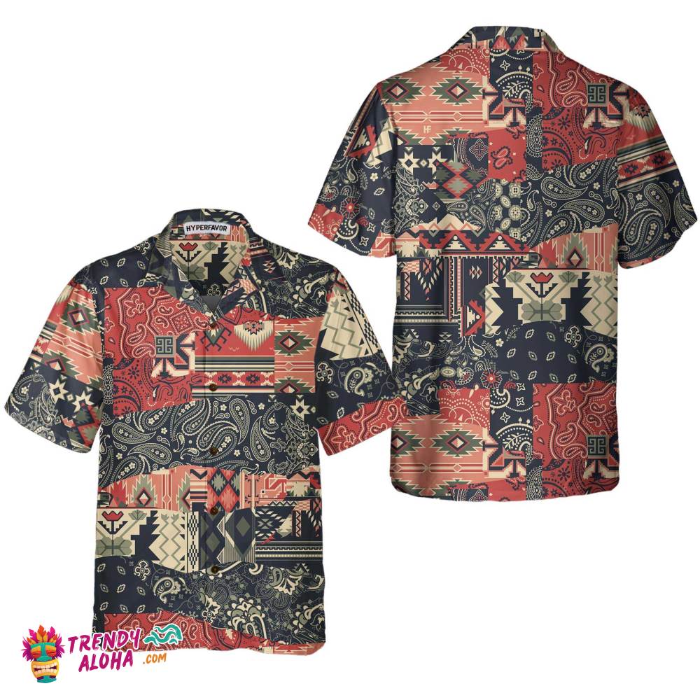 Paisley And Motifs Abstract Pattern Native American Hawaiian Shirt, Unique Native American Gift