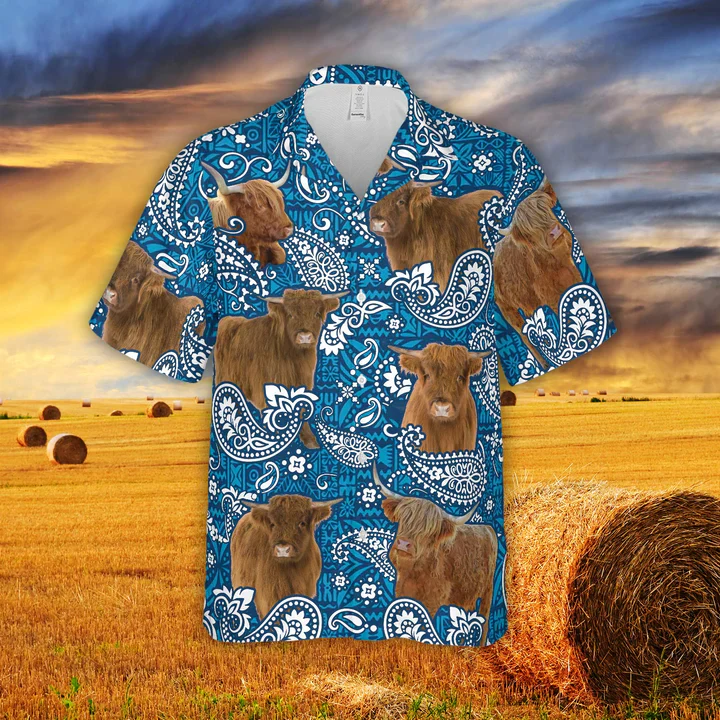 Paisley Pattern Highland All Over Printed 3D Trendy Hawaiian Shirt, Summer Gift For Men And Women