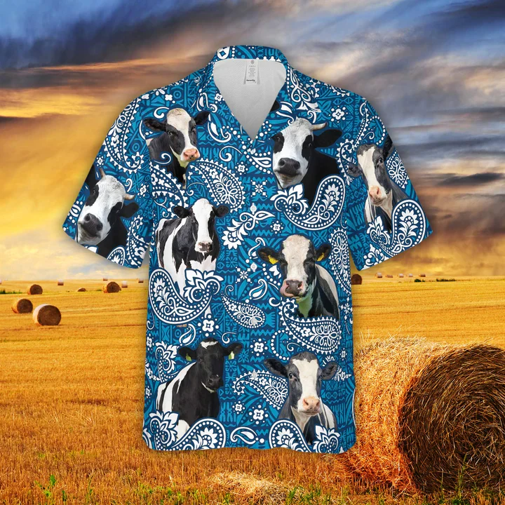 Paisley Pattern Holstein All Over Printed 3D Trendy Hawaiian Shirt For Men, Summer Aloha Shirt Men And Women