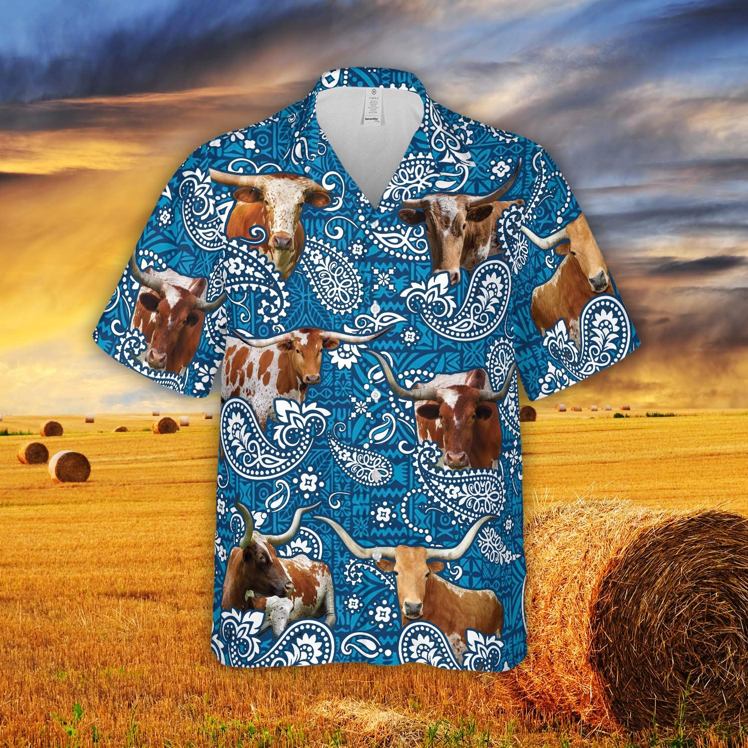 Paisley Pattern Tx Longhorn All Over Printed 3D Hawaiian Shirt