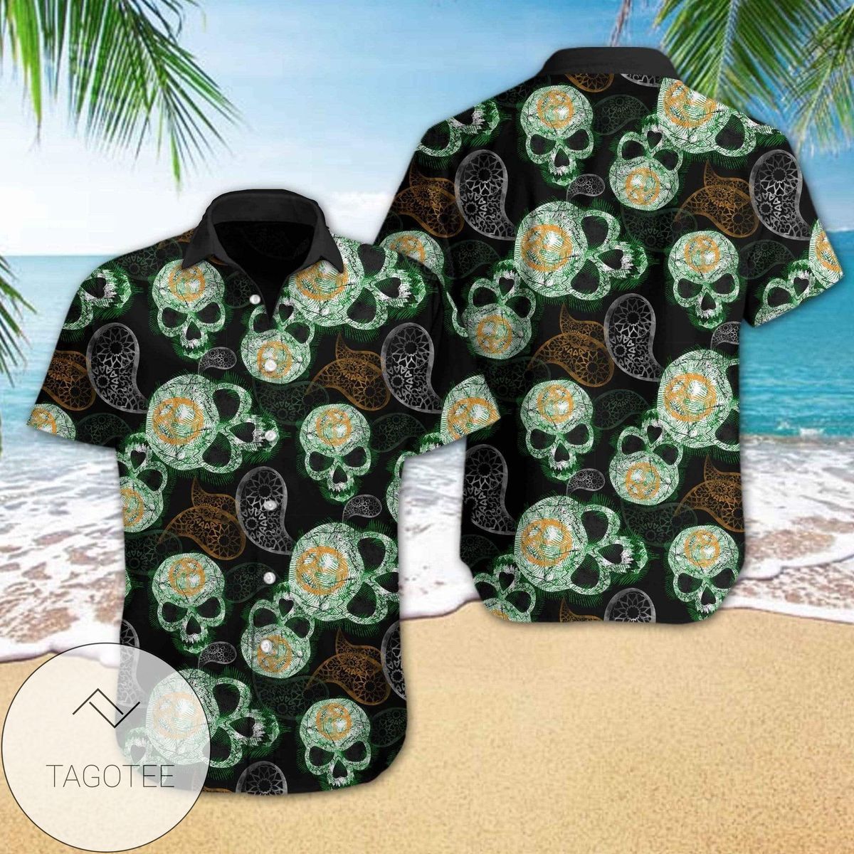 Paisley Patterns Mingle with Skull on Unique Hawaiian Shirt