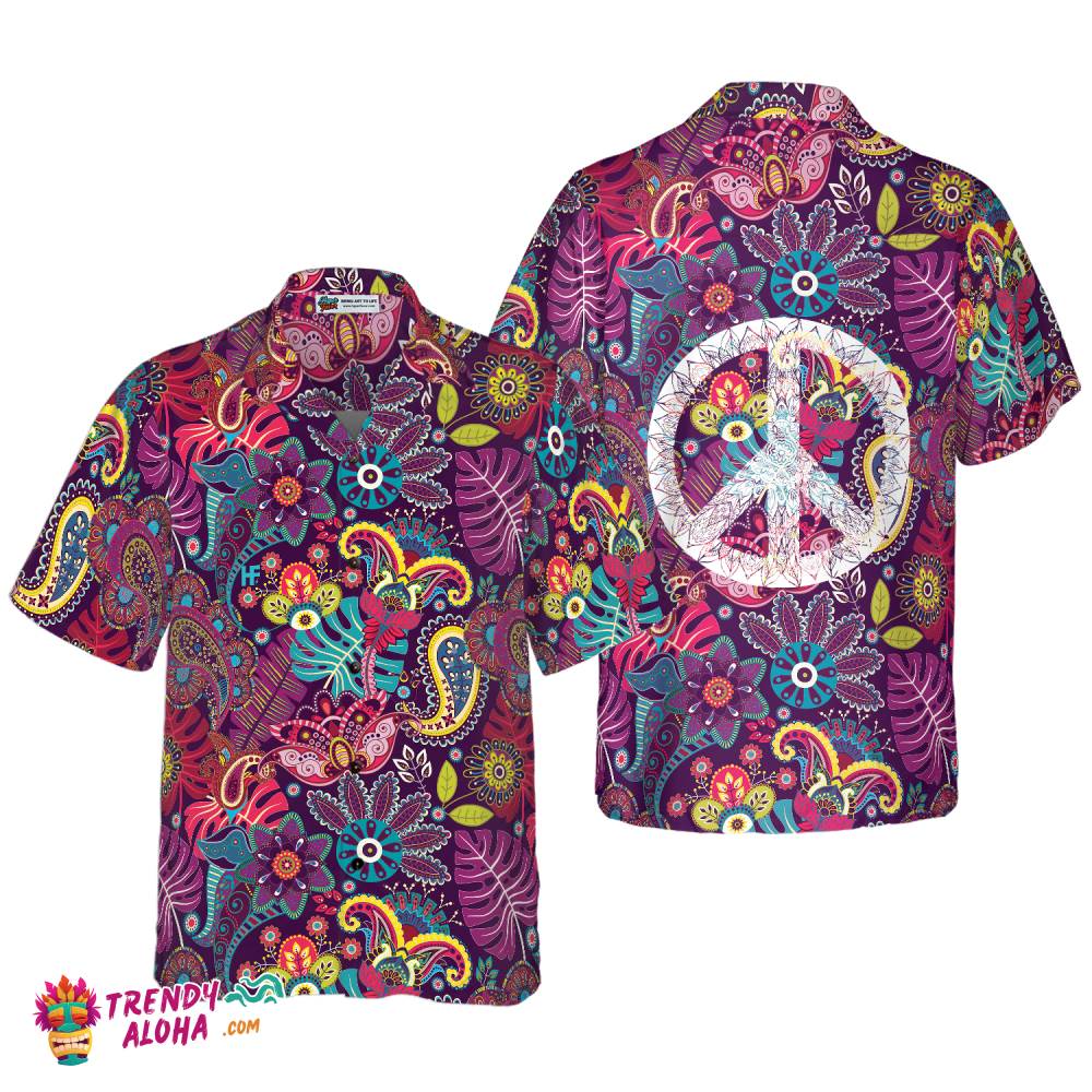 Paisley Tropical Leaves Hippie Hawaiian Shirt