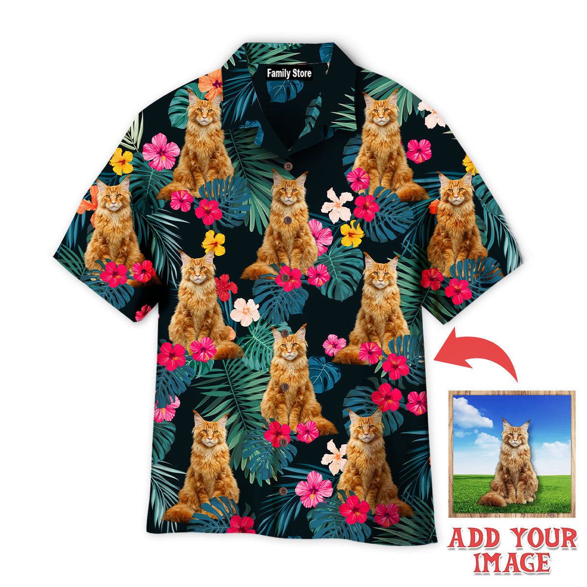 Palm Tree Tropical Maine Coon Cats Powered By Cat Custom Hawaiian Shirt Palm Tree Tropical Maine Coon Cats Powered By Cat Custom Hawaiian Shirt