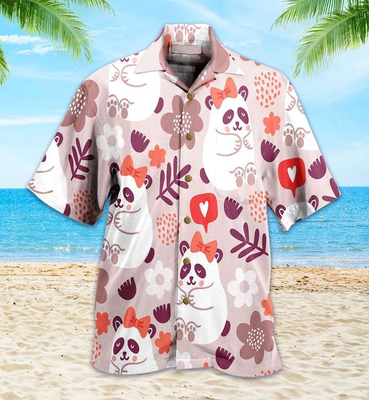 Panda Bear Floral Pink Trendy Hawaiian Shirt 3D, Panda Green Tropical Leaves Trendy Hawaiian Shirt, Panda Lover Trendy Hawaiian Shirt For