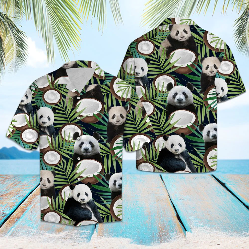Panda Coconut Tropical Trendy Hawaiian Shirt, Panda Lover Trendy Hawaiian Shirt For