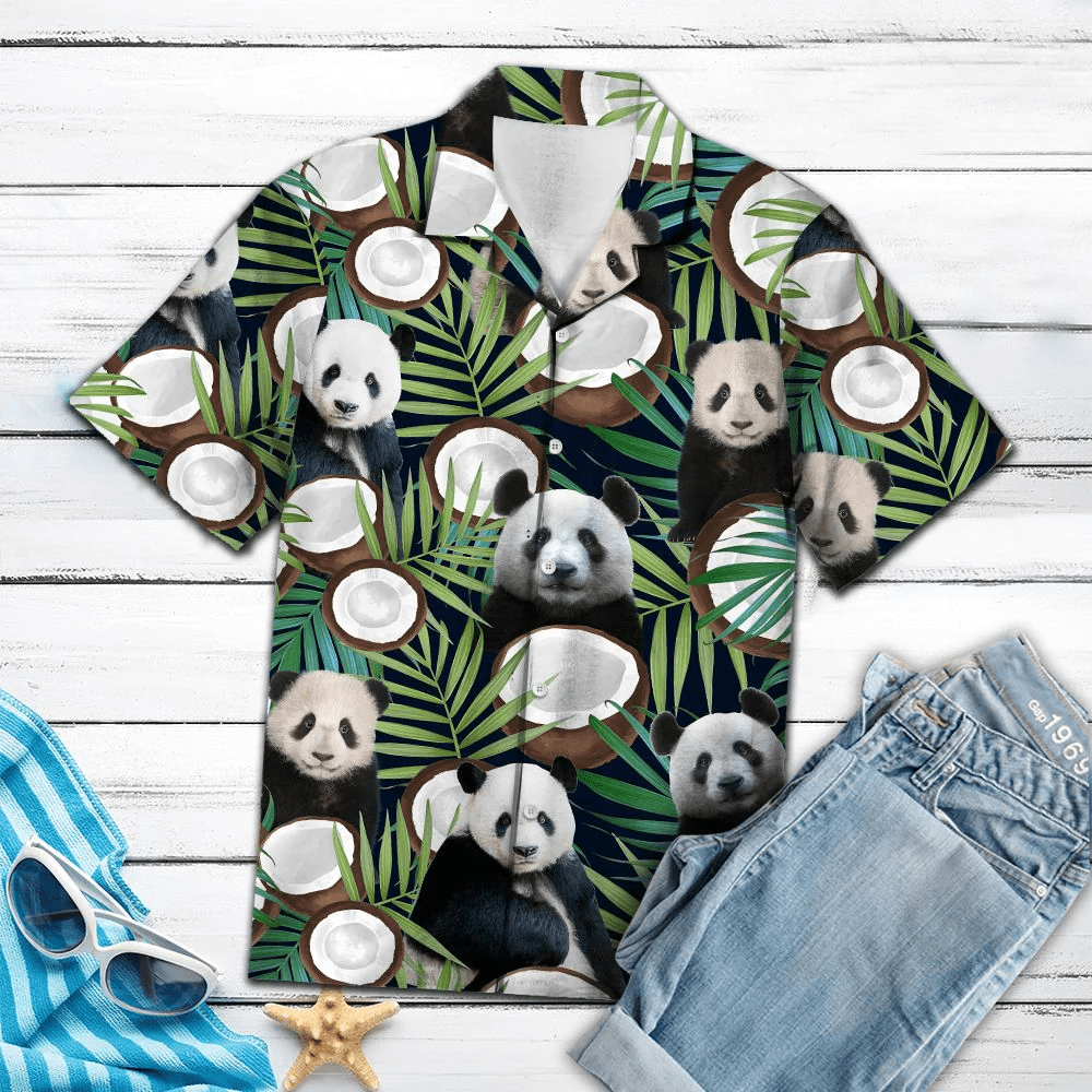 Panda Coconut Tropical Trendy Hawaiian Shirt, Panda Lover Trendy Hawaiian Shirt For Panda Coconut Tropical Trendy Hawaiian Shirt, Panda Lover Trendy Hawaiian Shirt For
