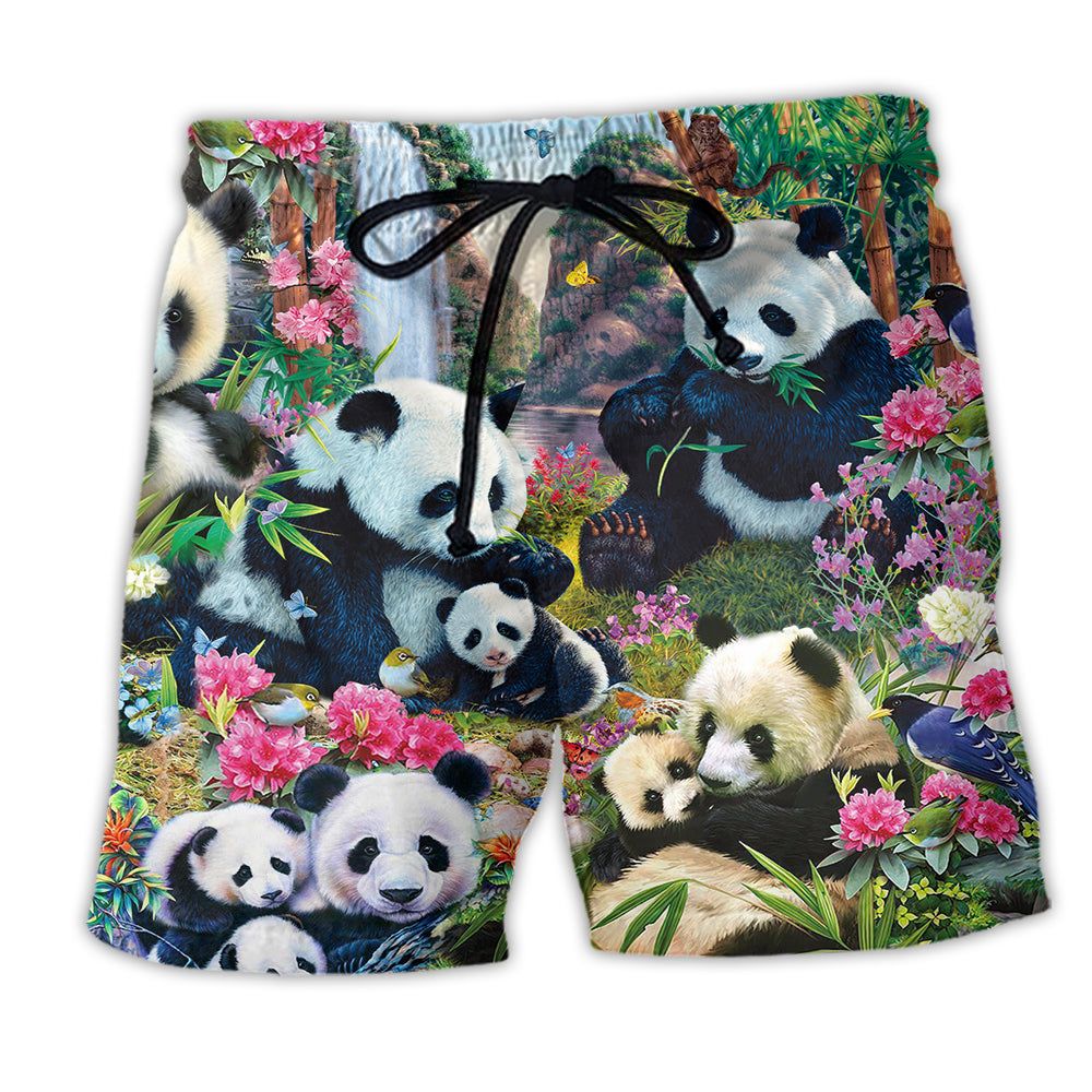 Panda Keep Calm And Hug A Panda Flower Trendy Aloha Hawaiian Beach Shorts Panda Keep Calm And Hug A Panda Flower Trendy Aloha Hawaiian Beach Shorts
