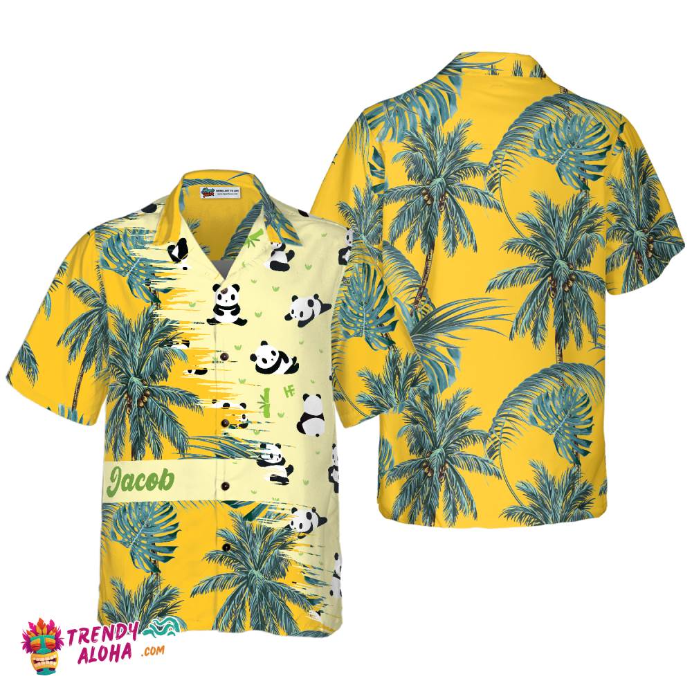 Panda Yellow Tropical Custom Hawaiian Shirt Panda Yellow Tropical Custom Hawaiian Shirt