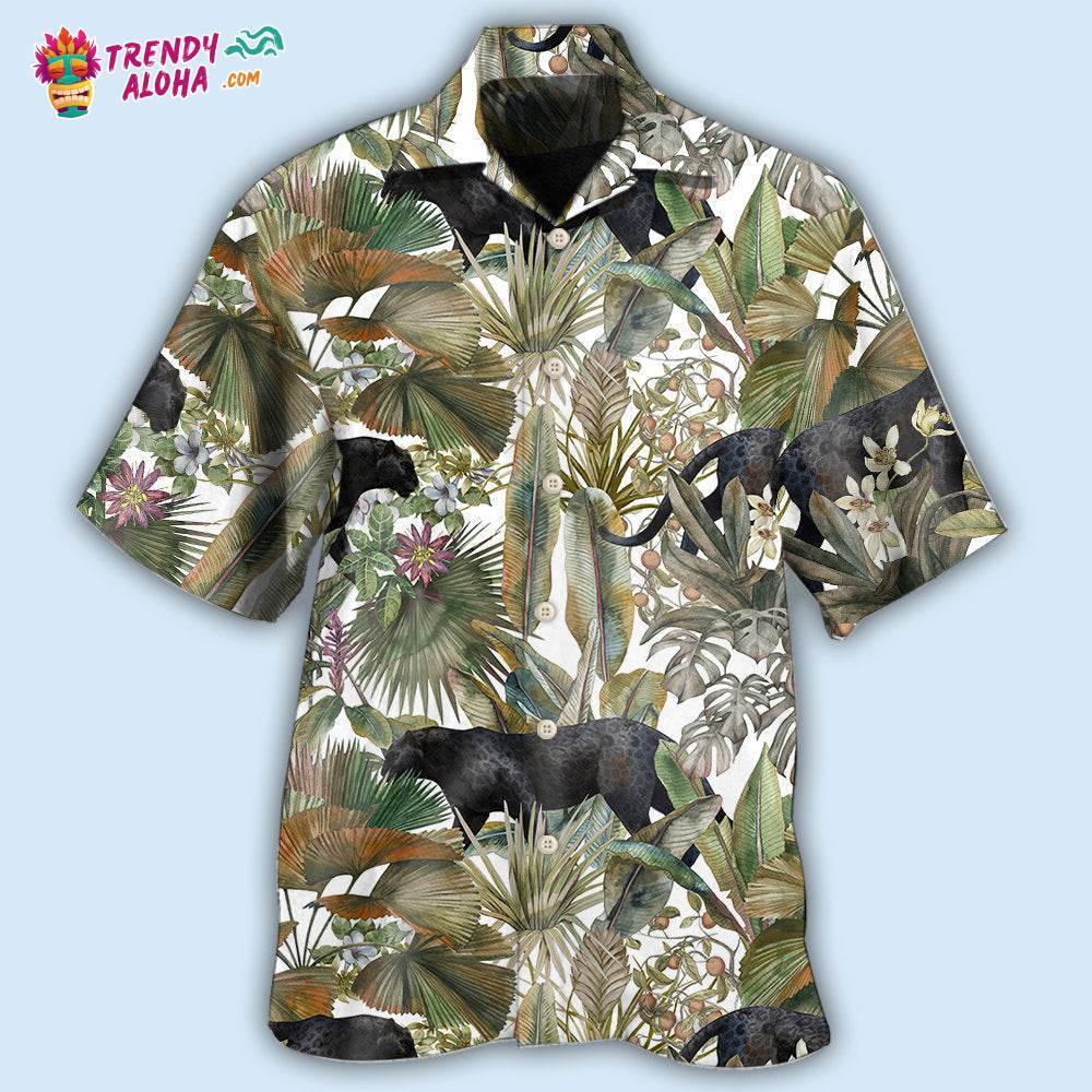 Panther Tropical Leaf Hawaiian Shirt – Trendy Aloha